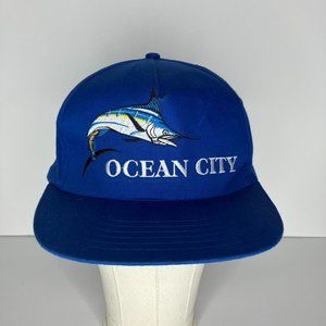 Vintage Ocean City Swordfish Fish Blue Adjustable Hat